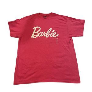 New Unisex Barbie Pink T-Shirt Tee Logo Lettering Size Large